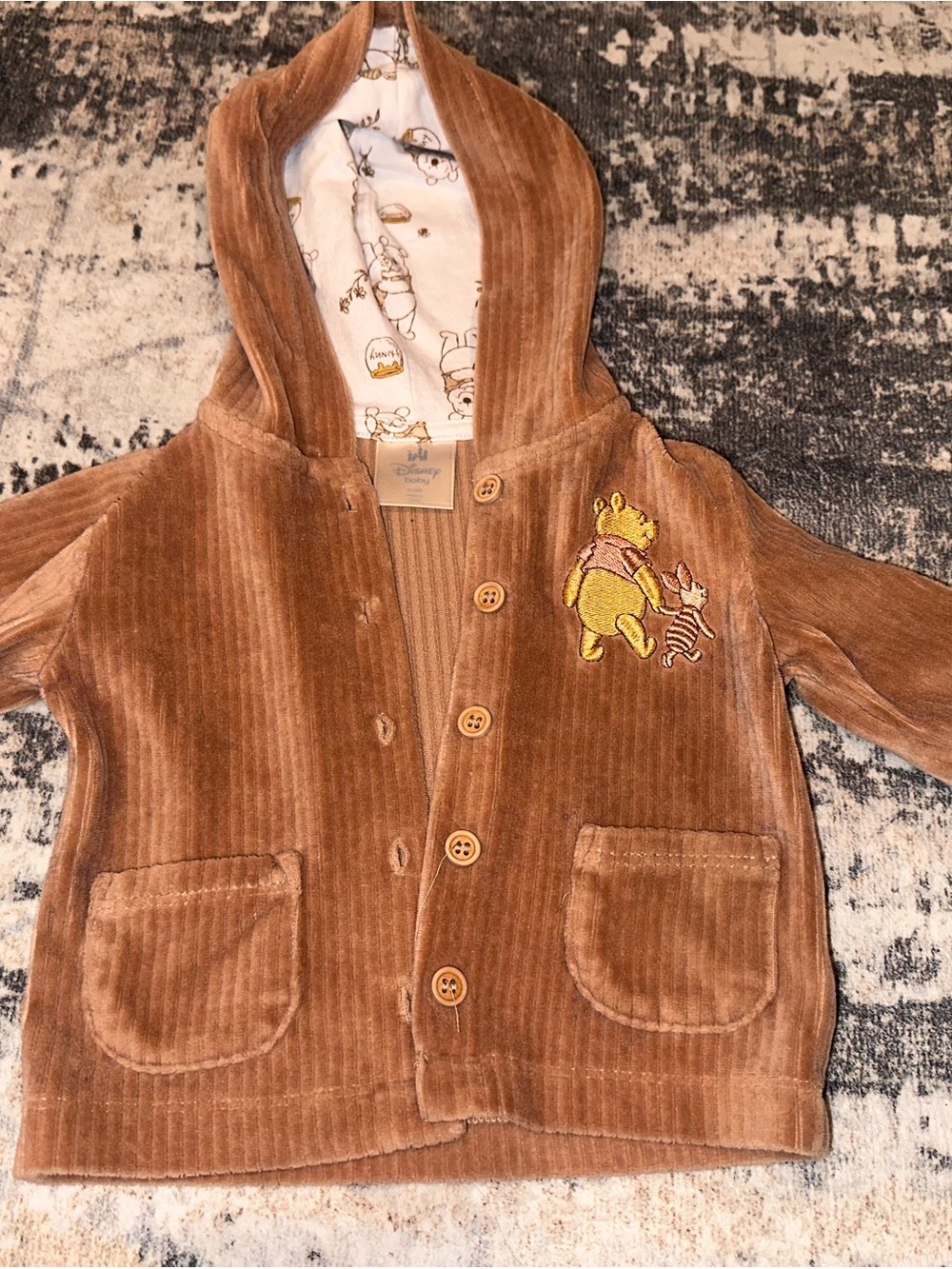 Disney Brown Corduroy Winnie the Pooh Hooded Kids Jacket